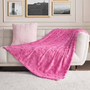 JUICY COUTURE Juicy Hot Pink Plush 50 in. x 70 in. L Polyester