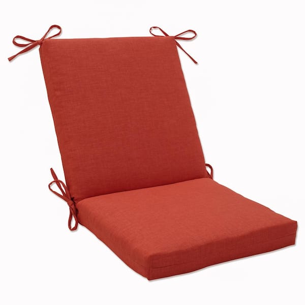 Pillow Perfect Solid Outdoor/Indoor 18 in W x 3 in H Deep Seat, 1-Piece Chair Cushion and Square Corners in Orange Rave