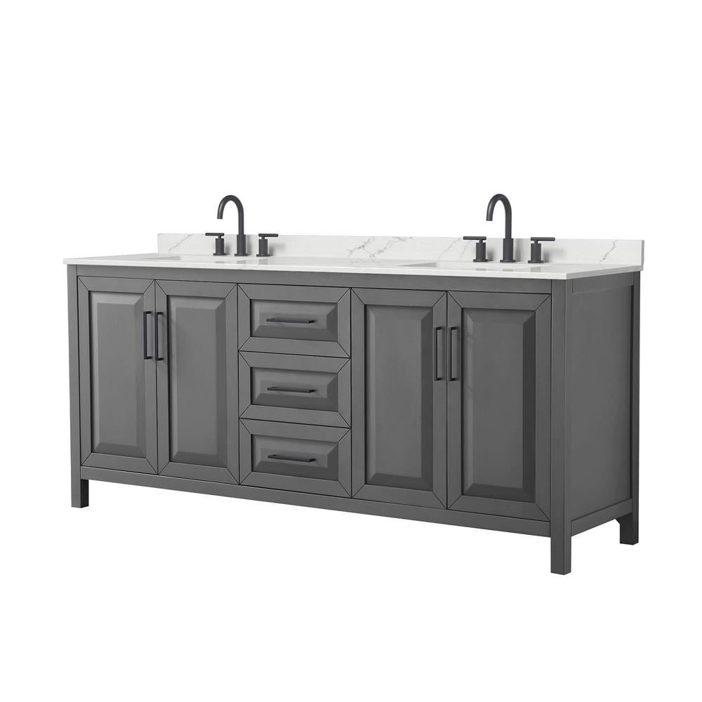 Daria 80 in. W. x 22 in. D x 35.75 in. H Double Bath Vanity in Dark Gray with Giotto Quartz Top price history on PriceWatchPro