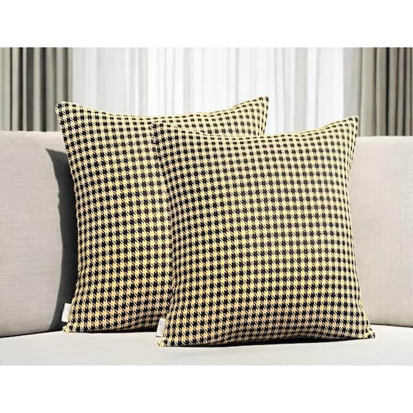 Set Of 2 Yellow And Black Houndstooth Pillow Covers Set Of 2 Yellow And Black Houndstooth Pillow Covers