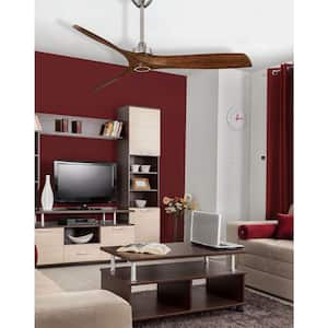 Aviation 60 in. Indoor Brushed Nickel and Distressed Koa Ceiling Fan with Remote Control