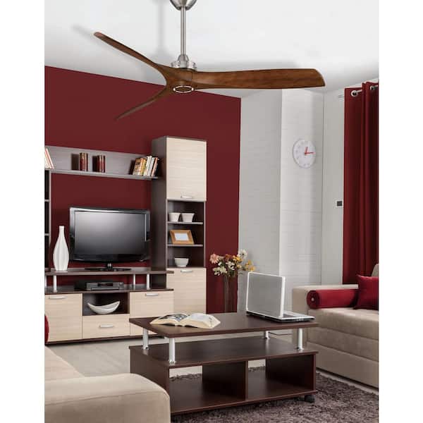 Aviation 60 in. Indoor Brushed Nickel and Distressed Koa Ceiling Fan with Remote Control