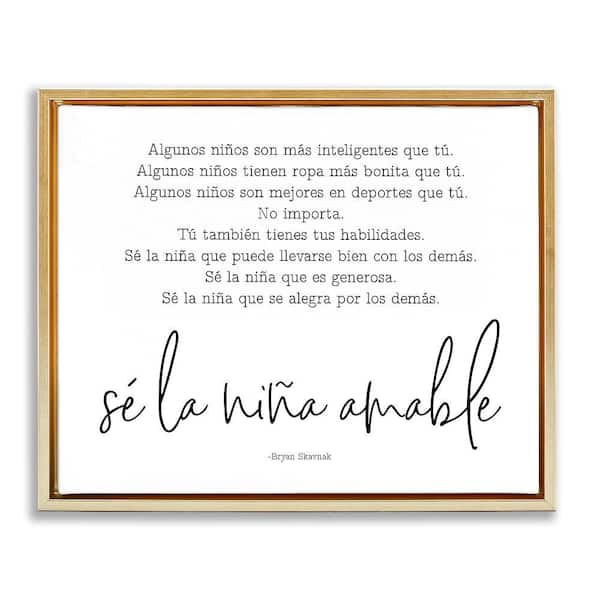 Stupell Industries Kind Girl Translation by Lettered and Lined Gold Floater Frame Typography Graphic Art Print 17 in. x 21 in.