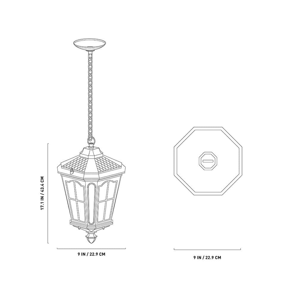 Bentham Matte Black 17" Textured Glass Outdoor Hanging Lantern