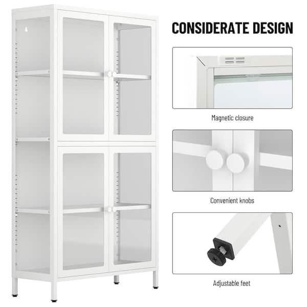 Tileon 4-Shelf White Pantry Organizer with Adjustable Shelves