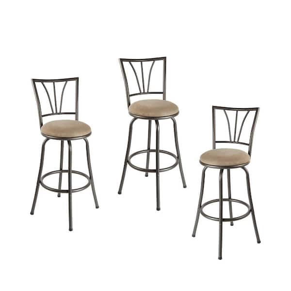 Stetson 36 in. Light Brown Cushioned Adjustable Height Swivel Bar Stool (Set of 3)