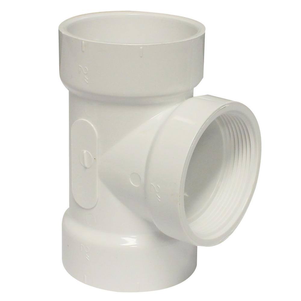 IPEX 2 in. PVC DWV Hub x Hub x FPT Test Tee Fitting 34LP445020B The