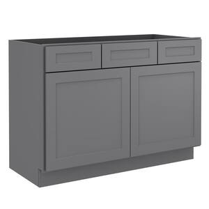 48 in. W x 21 in. D x 34.5 in. H in Shaker Grey Plywood Ready to Assemble Floor Vanity Sink Base Kitchen Cabinet