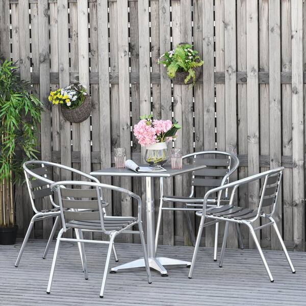 silver metal bistro set