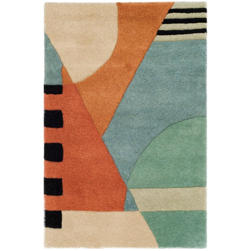 Gold and Multicolor Hand-Tufted Wool Area Rug, 2'6" x 4'