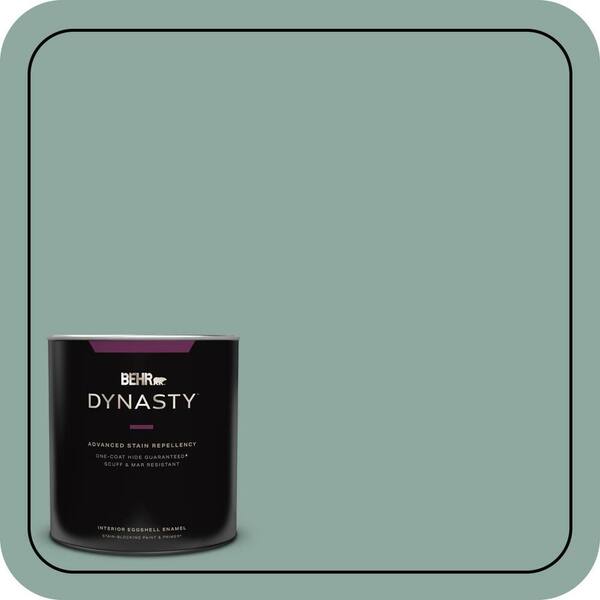 BEHR DYNASTY 1 qt. #S430-4 Green Meets Blue One-Coat Hide Eggshell Enamel Interior Stain-Blocking Paint and Primer