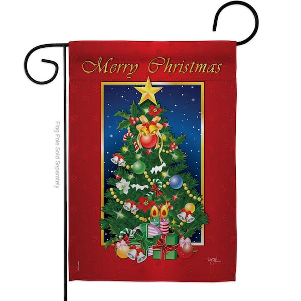 Breeze Decor 13 in. x 18.5 in. Merry Christmas Tree Garden Flag Double-Sided Winter Decorative Vertical Flags