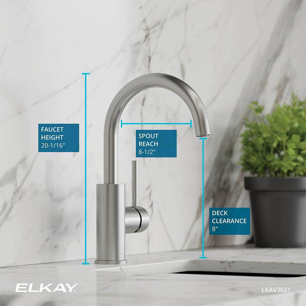 Elkay Avado Chrome Single Hole Bar Faucet with Pull-out Spray