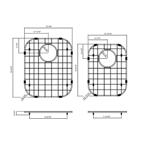 CHESHIRE 2-Piece Stainless Steel Bottom Grid for Sink 60/40 Splits - Model HCH-GR-64