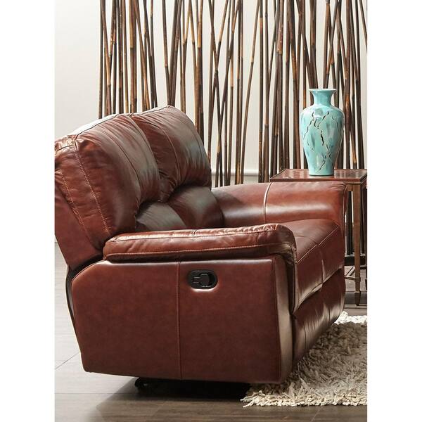 Cambridge Charleston Power Brown Double Reclining Console Leather Loveseat