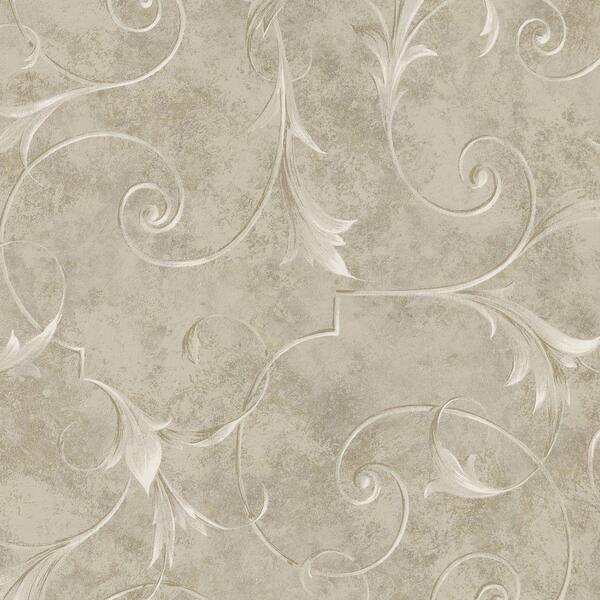 Brewster 56 sq. ft. Marble Scroll Wallpaper