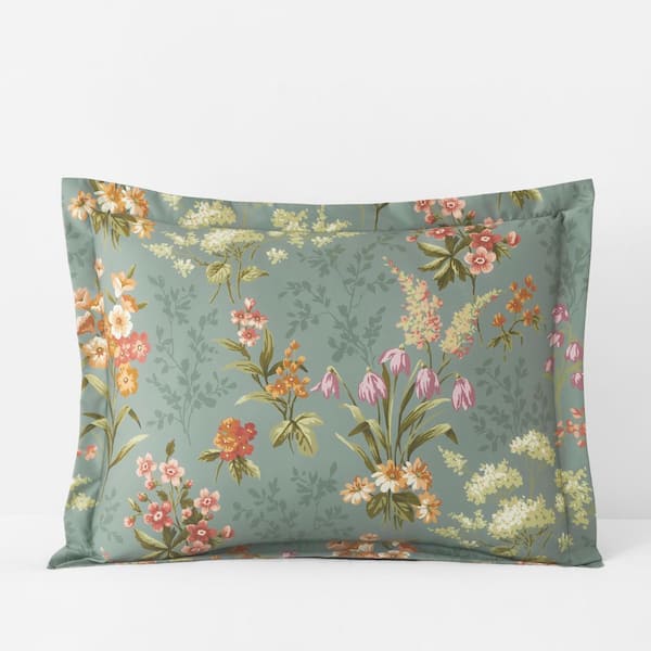 Legends Hotel Blooming Elegance Wrinkle-Free Olive Green Sateen Sham