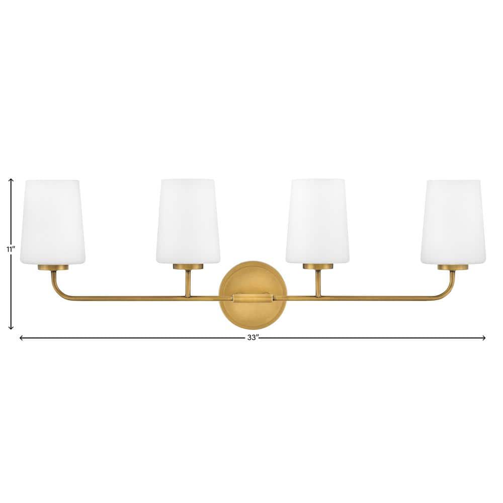 Heritage Brass 4-Light Vanity with Etched Opal Shades
