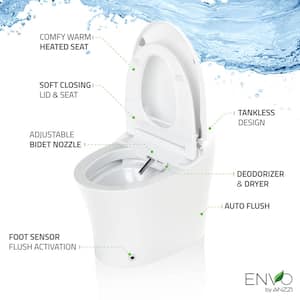 Envo Aura Elongated Smart Bidet Toilet in White with Remote
