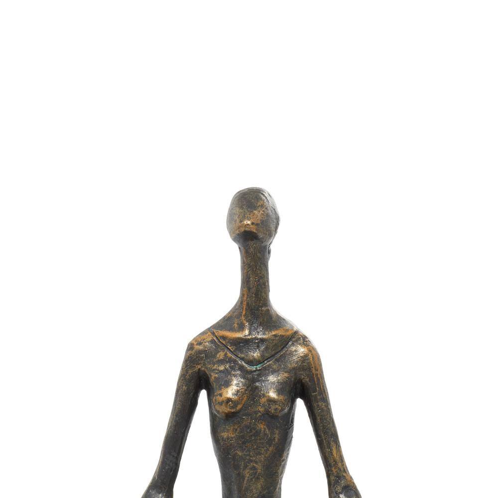 11" Black Resin Weathered Industrial Yoga Sculpture
