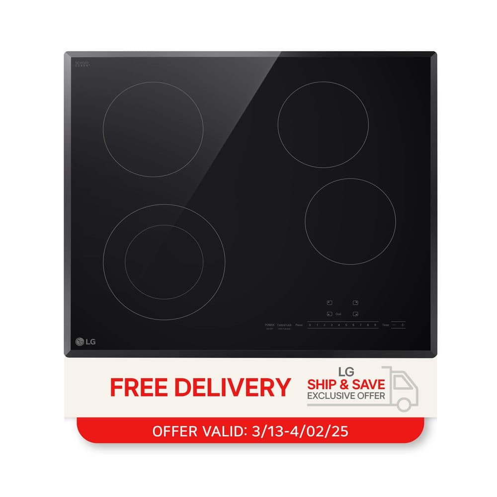 24 in. 4 Elements Radiant Electric Cooktop in Black with Dual Element
