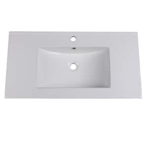 Torino 36 in. Drop-In Ceramic Bathroom Sink in White with Integrated Bowl