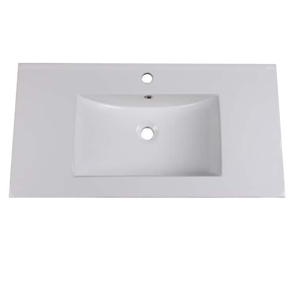 Fresca Torino 36 in. Drop-In Ceramic Bathroom Sink in White with Integrated Bowl