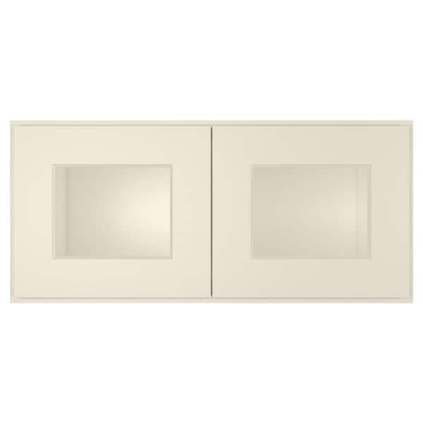 HOMEIBRO 27 in. W X 12 in. D X 12 in. H in Antique White Plywood Ready to Assemble Wall Kitchen Cabinet with 2-Doors