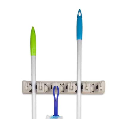 3 in. Plastic 6 Slot Mop and Broom Holder