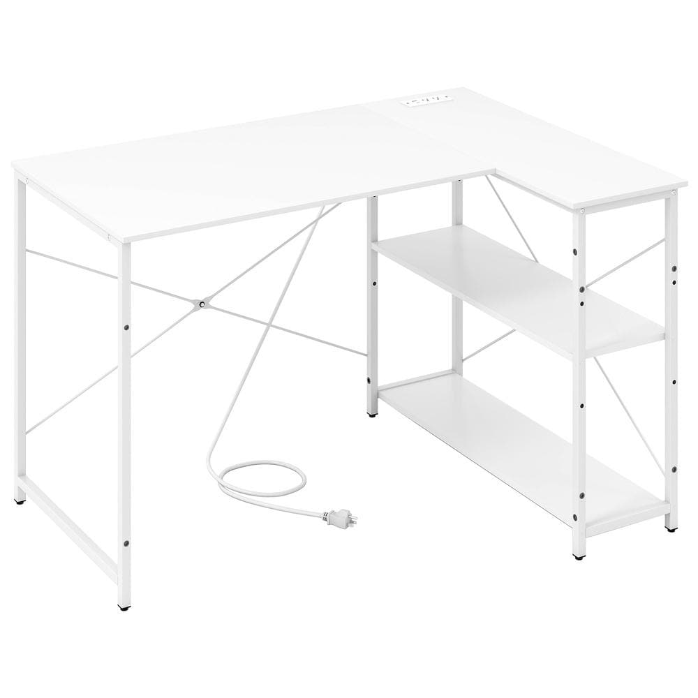 L Shaped 47 in. Reversible Corner Desk with 2 AC USB Type C Charging 3 Position Adjustable Storage Shelves Metal price history on PriceWatchPro