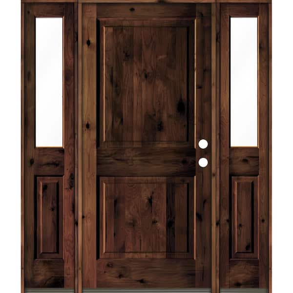 Krosswood Doors 64 in. x 80 in. Rustic Knotty Alder Square Top Red ...