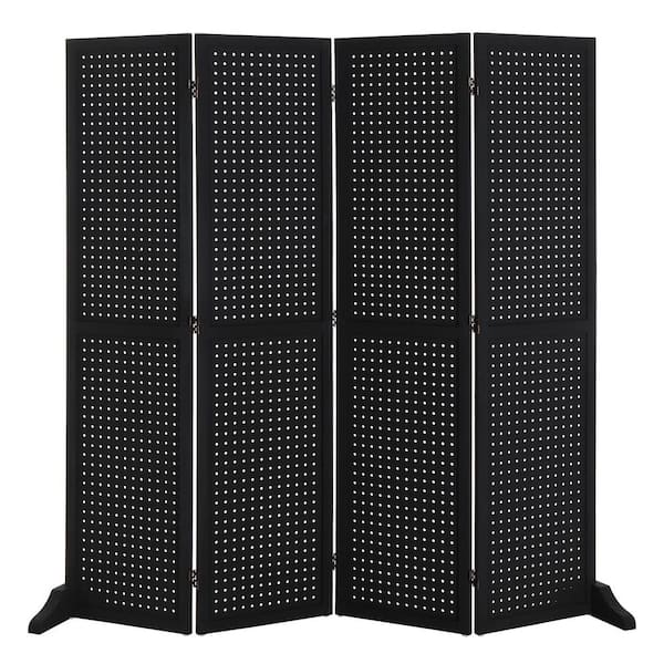 61 in. Black 4-Panel Room Divider
