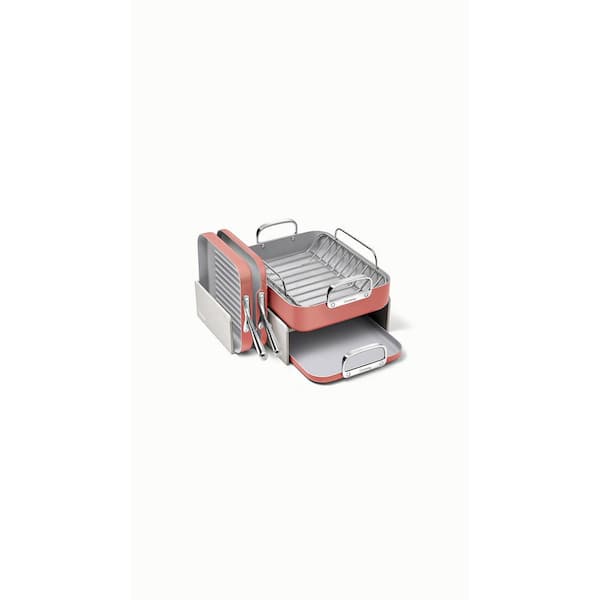 Square Cookware 5 Piece Ceramic Nonstick Cookware Set in Perracotta