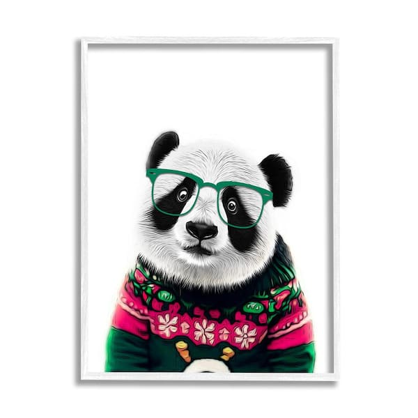 Stupell Industries Panda in Holiday Sweater by Annalisa Latella 1-Piece Framed Graphic Print Animal Poster Art Print 14 in. x 11 in.