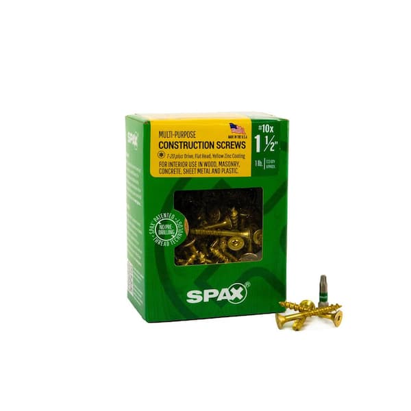 SPAX #10 x 1-1/2 in. Interior Flat Head Wood Screws Construction Framing Torx T-Star Plus (133 Each) 1 LB Bit Included