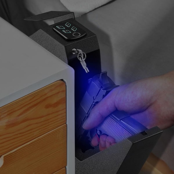 Mounted Gun Safe for Pistols, 1-Piece Black Luggage Set, Biometric Gun Safe with 3-Quick Access Ways of Fingerprints
