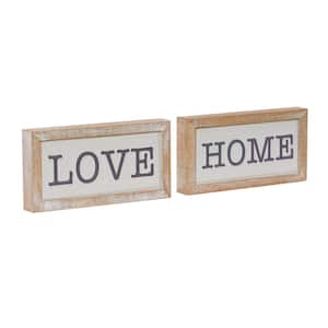 Wood White Love and Home Sign Wall Decor (Set of 2)