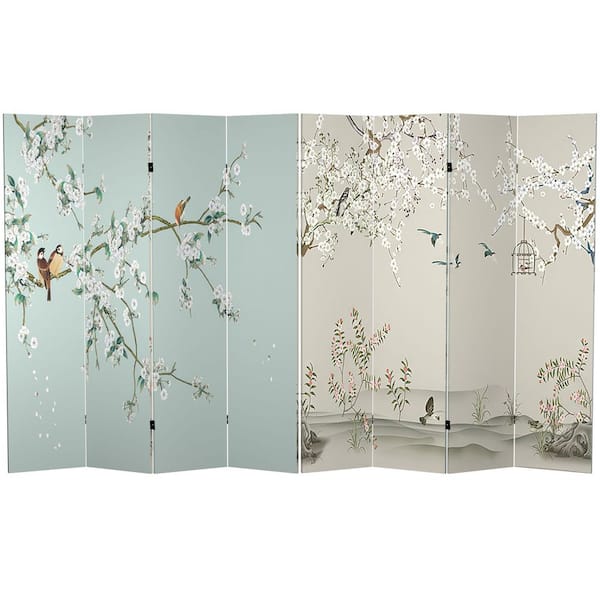 71 in. Birds and Blossoms 4-Panel Room Divider