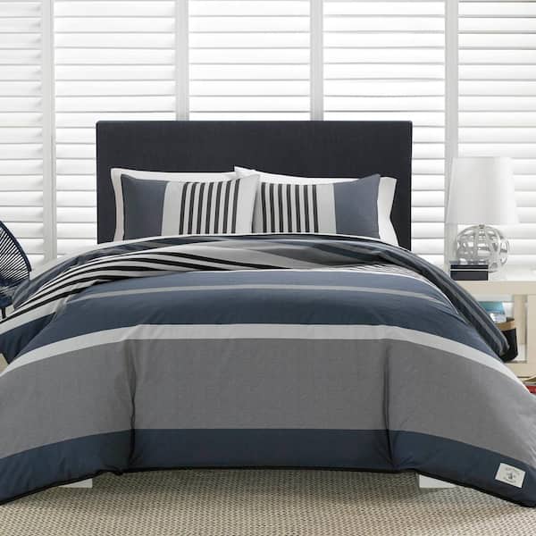 Rendon Charcoal Striped Duvet Cover Set