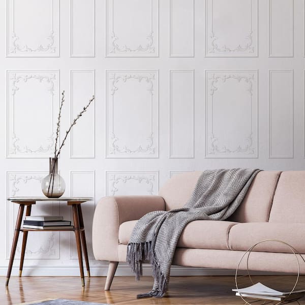 Rhonda White Ornate Paneling Wallpaper