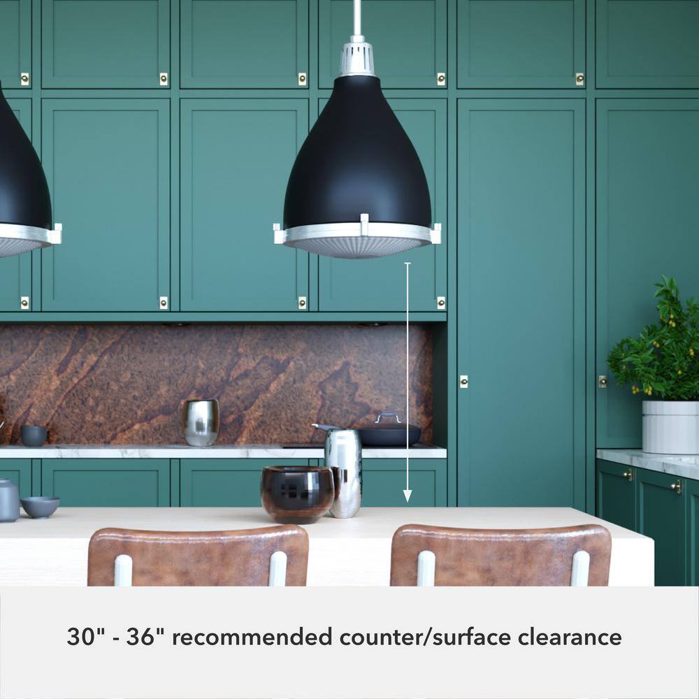 Bluff View Matte Black and Brushed Nickel Glass LED Pendant Light