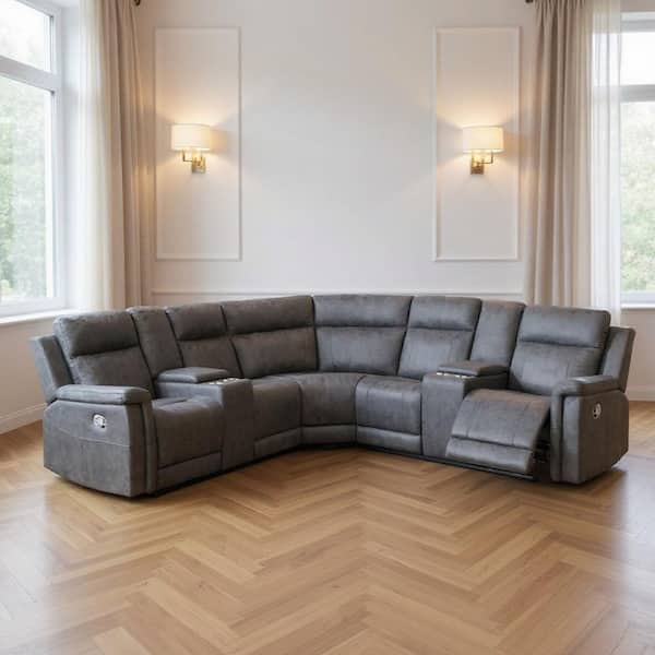 153.14 in. Pillow Top Arm 1 piece Faux Leather Curved Sectional Sofa in. Black