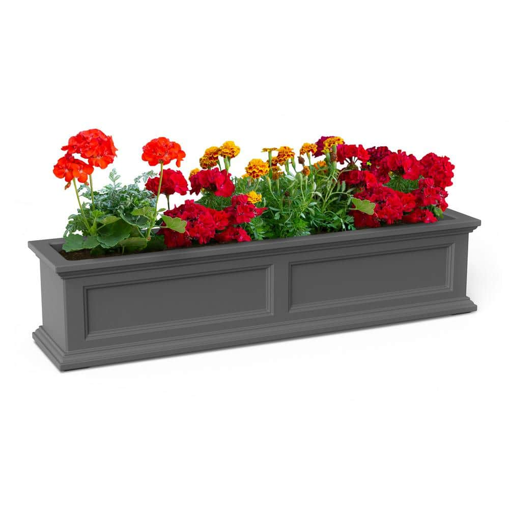 Mayne Fairfield 48 in. x 11 in. Self-Watering Graphite Grey