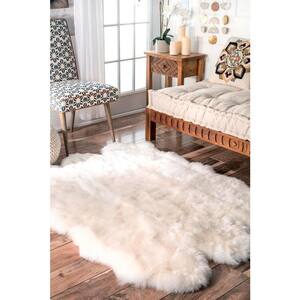 Luxe Sexto Sheepskin Shag Natural 4 ft. x 5 ft. Shaped Rug