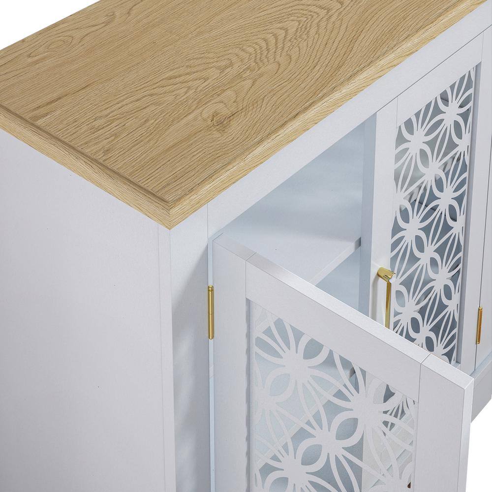 Rustic Grayish-White 30" Storage Sideboard with Sliding Barn Doors