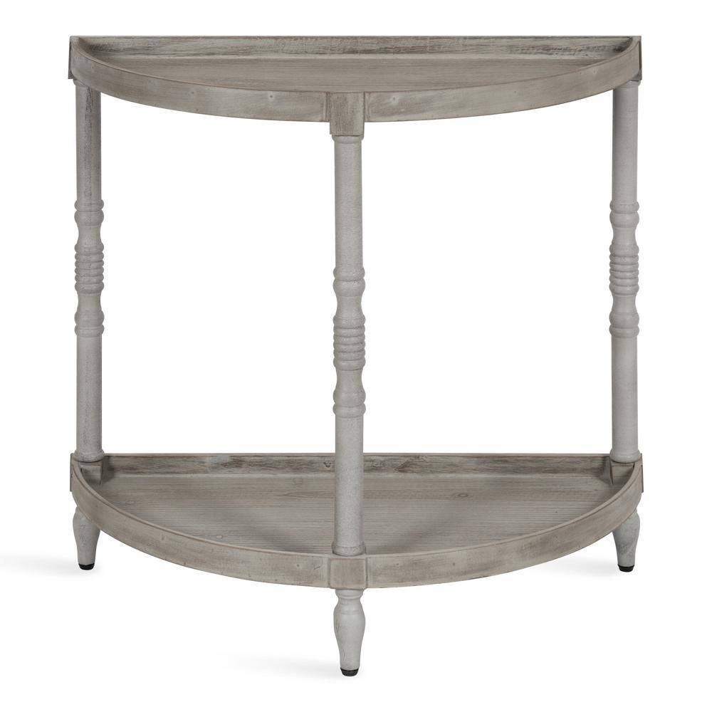 Bellport Rustic Gray Demilune Console with Dual-Tier Storage