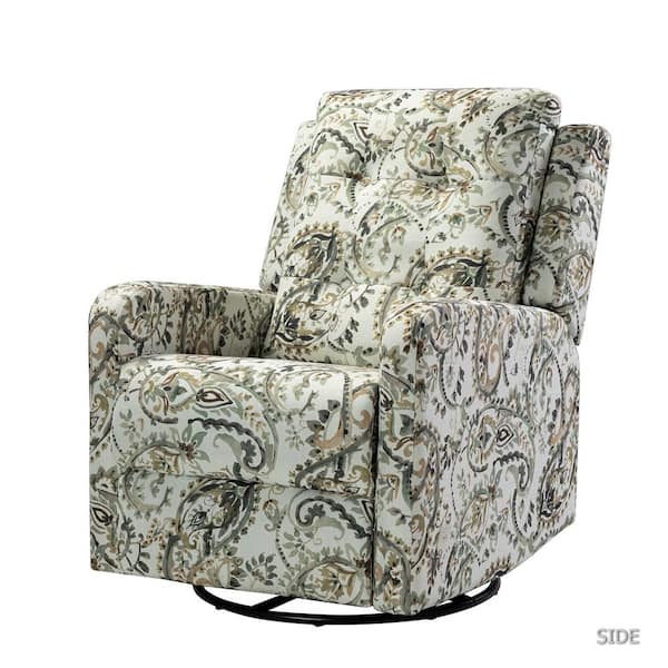 JAYDEN CREATION Bellamy Sage Polyester Swivel Rocker Recliner with Metal Base
