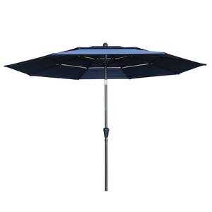 10 ft. Aluminum Market Patio Umbrella with Double Vented in Navy