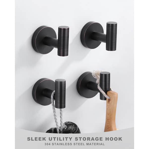 Oil Rubbed Bronze J-Hook Wall Mounted Bathroom Robe/Towel Hook in Stainless Steel (4-Pack)