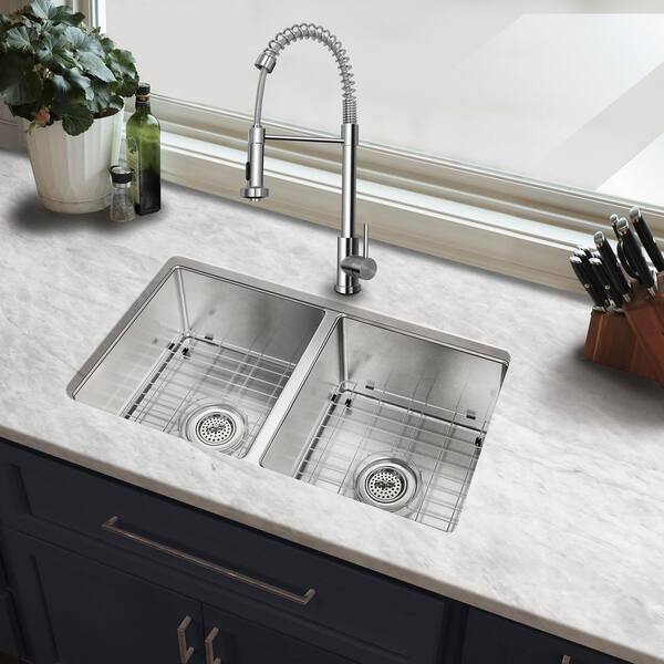 ◆イミュンS&T1000ml◆イミュン◆ CHESHIRE 31 in. Tiny Radius Undermount 50/50 Double Bowl 18 Gauge